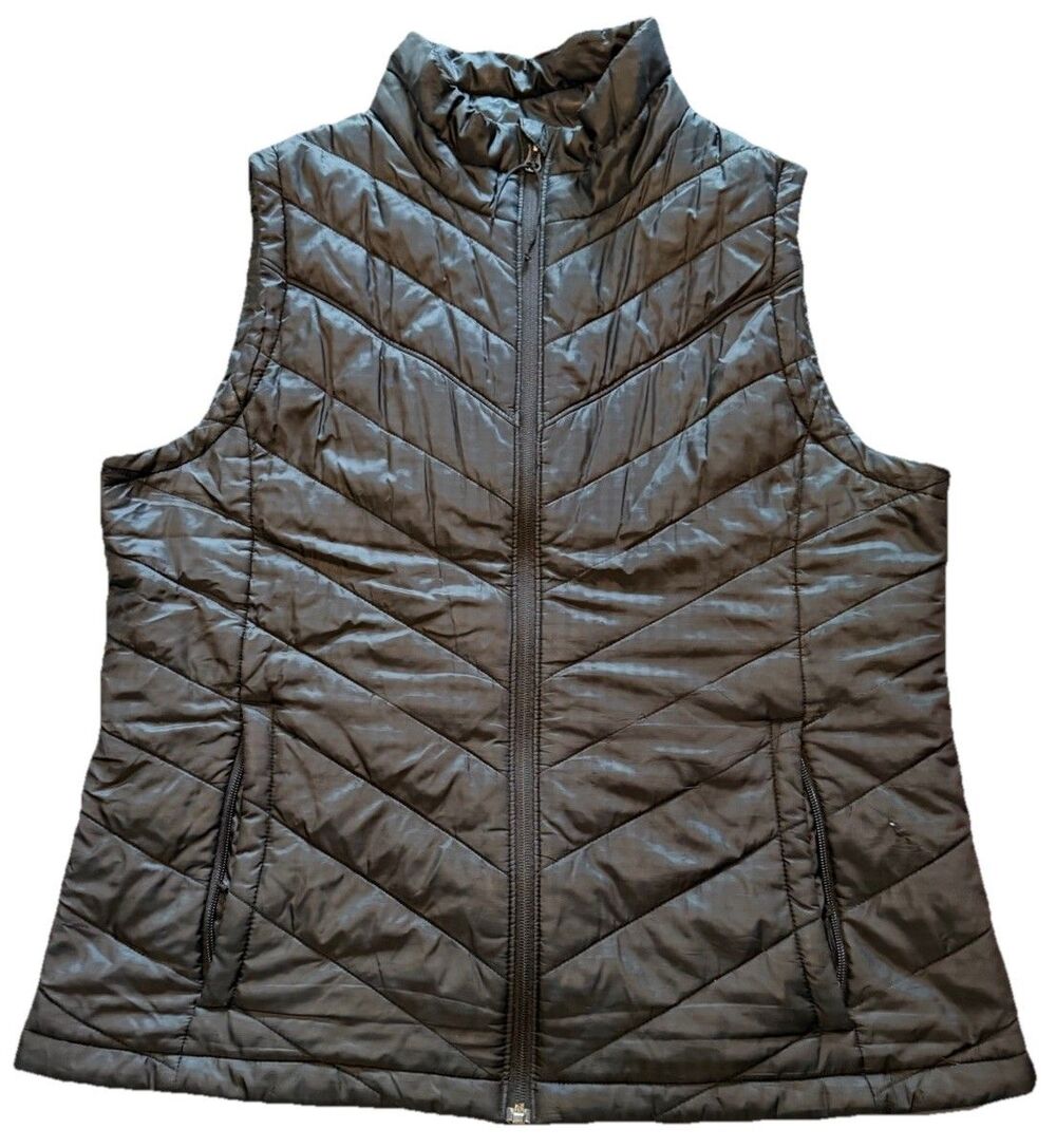 Columbia Women XL Heavenly Omni-Heat Puffer Vest Black Insulated Quilted Pockets